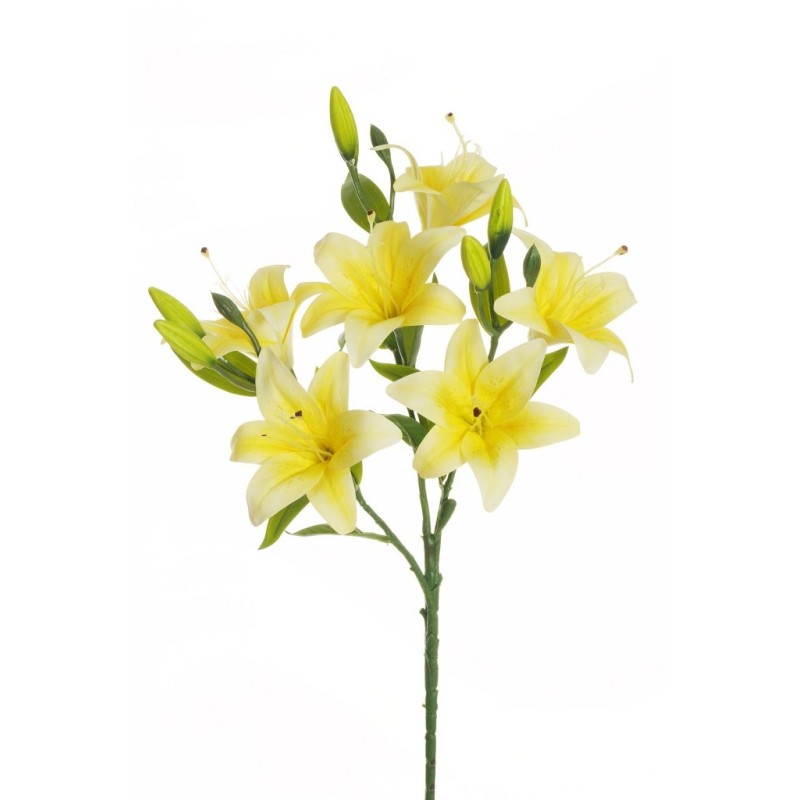 Lot de 12 - Buisson artificiel de lys tigré impression 3D toucher réel X3, 60 cm - jaune 