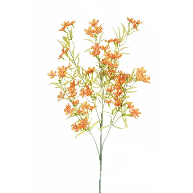 Lot de 24 - Tige artificielle de bovardia X5 floquée, 70 cm - orange 
