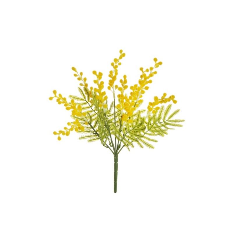 Lot de 48 - Buisson artificiel de mimosa X7, 35 cm - jaune 