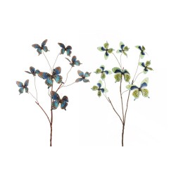 Lot de 24 - Branche artificielle de papillons, 81 cm - bleu orange marron 