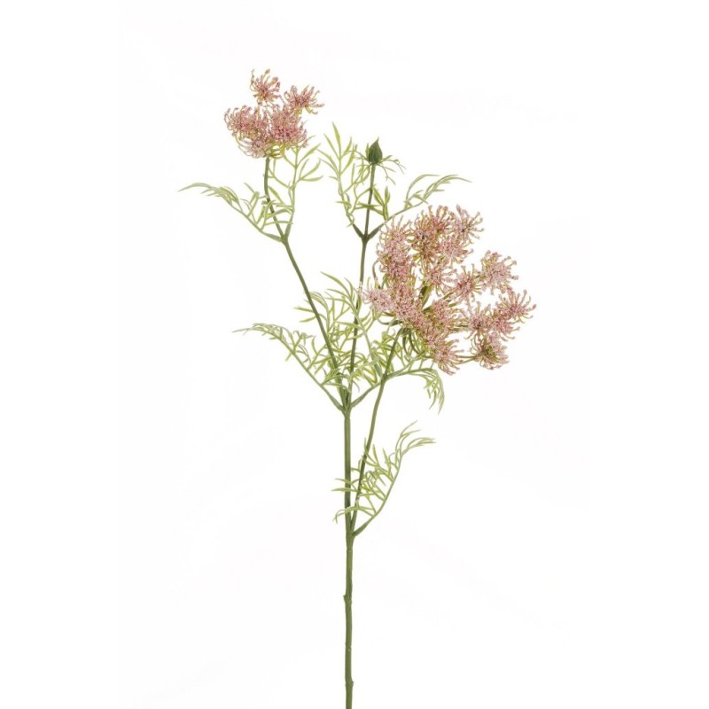 Lot de 24 - Tige artificielle de carotte sauvage X3 floquée, 72 cm - rose 