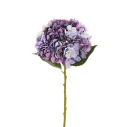 Lot de 12 - Hortensia artificiel Juliet, 50 cm - violet foncé lavande 