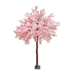 Lot de 2 - Plante artificielle de fleurs de pêcher sur base métal, 270 cm - rose 