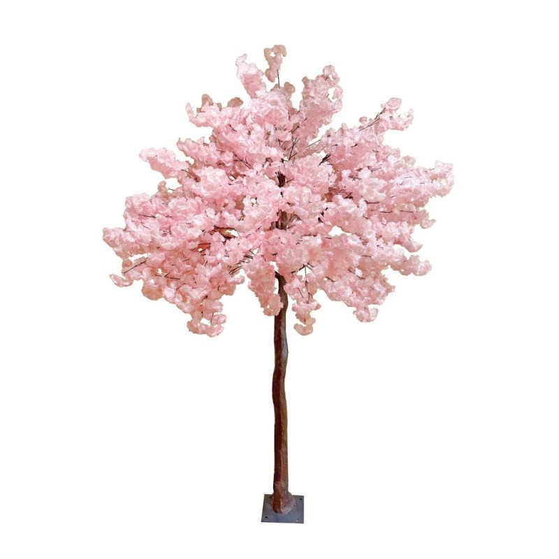 Lot de 2 - Plante artificielle de fleurs de pêcher sur base métal, 270 cm - rose 