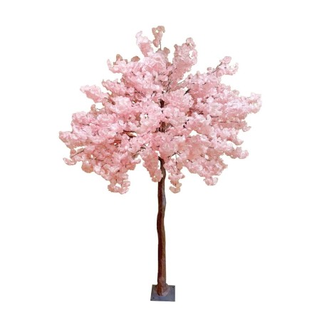 Lot de 2 - Plante artificielle de fleurs de pêcher sur base métal, 270 cm - rose 