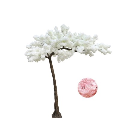 Plante géante artificielle de fleurs de pêcher sur base métal, 320 cm - rose 