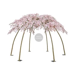 Tonnelle artificielle de fleurs de pêcher, 245 cm - blanc 