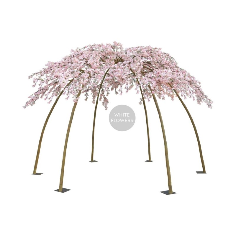 Tonnelle artificielle de fleurs de pêcher, 245 cm - blanc 