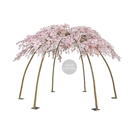 Tonnelle artificielle de fleurs de pêcher, 245 cm - blanc 