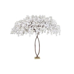 Plante artificielle de fleurs de pêcher sur base métal, 280 cm - blanc 