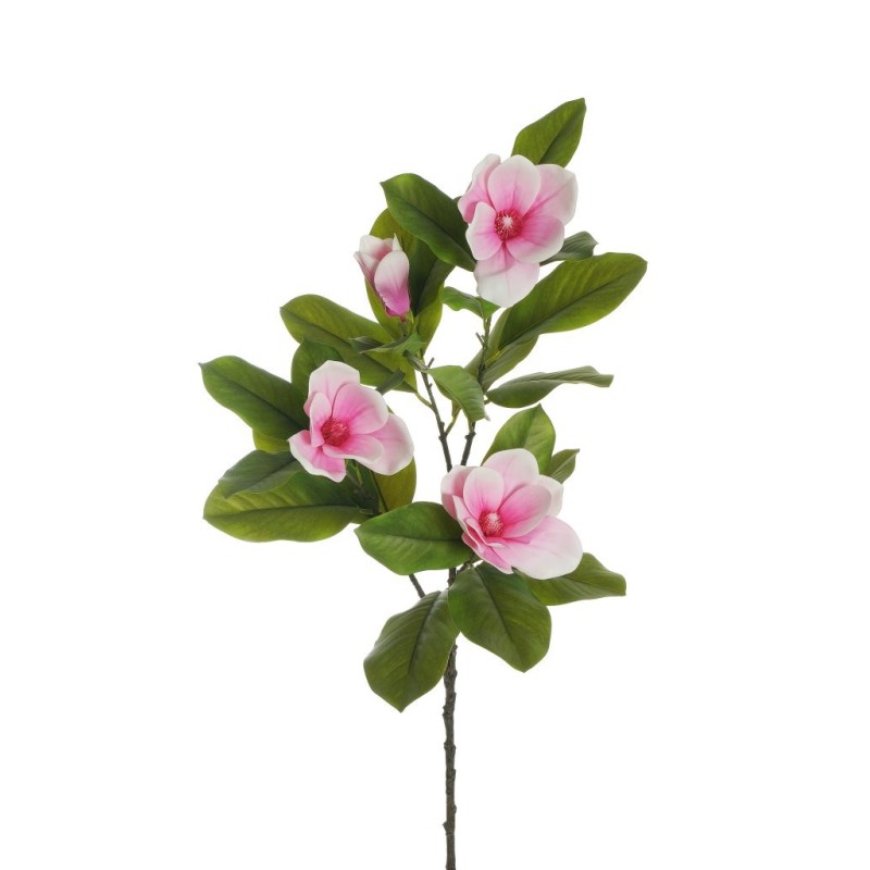 Lot de 12 - Branche artificielle de magnolia toucher réel, 103 cm - fuchsia blanc 