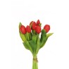 Lot de 12 - Court bouquet artificiel de tulipes X7, 32 cm - rouge 