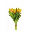 Lot de 12 - Court bouquet artificiel de tulipes X7, 32 cm - jaune 