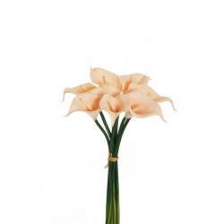 Lot de 12 - Petit bouquet artificiel d'arums X7, 34 cm - chair 