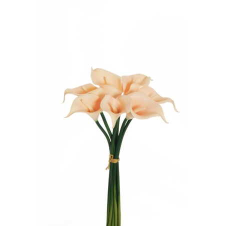 Lot de 12 - Petit bouquet artificiel d'arums X7, 34 cm - chair 