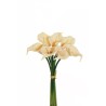 Lot de 12 - Petit bouquet artificiel d'arums X7, 34 cm - ivoire violet clair 