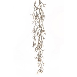 Lot de 12 - Tige suspendue artificielle de rhipsalis baccifera aspect sec X3, 152 cm - marron noir 
