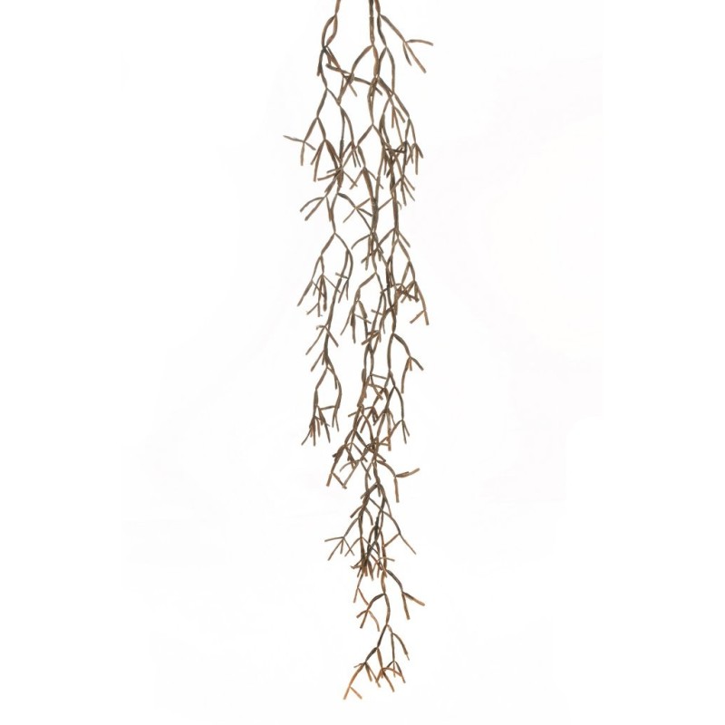 Lot de 12 - Tige suspendue artificielle de rhipsalis baccifera aspect sec X3, 152 cm - marron noir 
