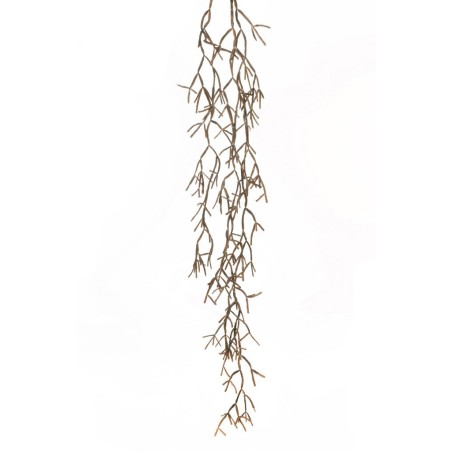 Lot de 12 - Tige suspendue artificielle de rhipsalis baccifera aspect sec X3, 152 cm - marron noir 