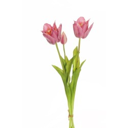 Lot de 12 - Long bouquet artificiel de tulipes X3, 48 cm - lilas 