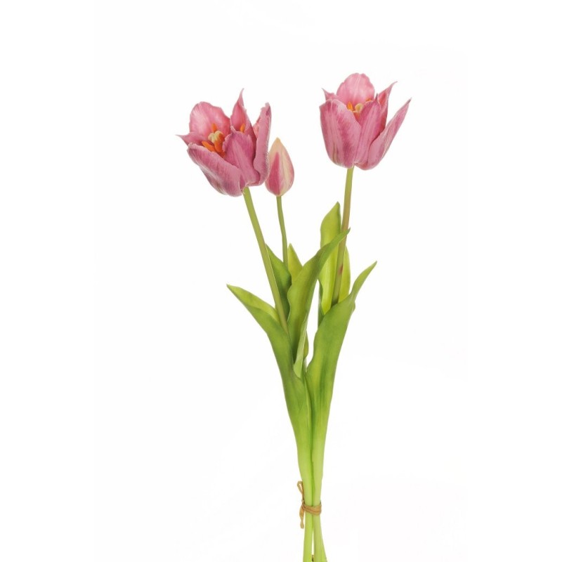 Lot de 12 - Long bouquet artificiel de tulipes X3, 48 cm - lilas 
