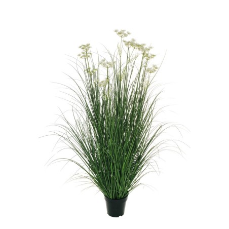 Lot de 6 - Plante artificielle de graminées avec aneth en pot, 120 cm - vert blanc 