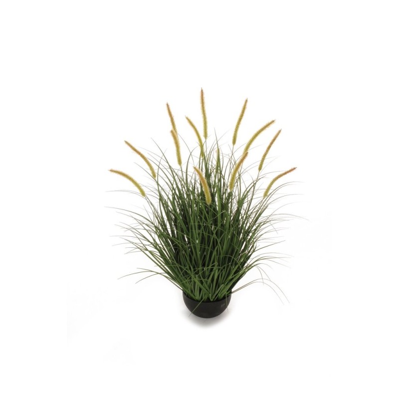 Lot de 4 - Plante artificielle de graminées avec setaria en pot, 90 cm - vert jaune marron 