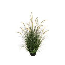 Lot de 4 - Plante artificielle de graminées avec setaria en pot, 120 cm - vert jaune marron 