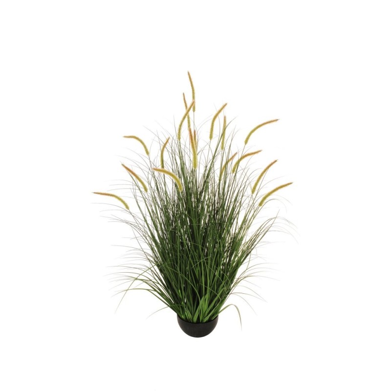 Lot de 4 - Plante artificielle de graminées avec setaria en pot, 120 cm - vert jaune marron 