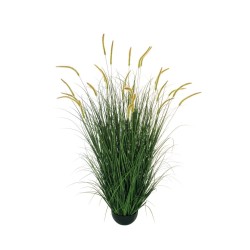 Lot de 4 - Plante artificielle de graminées avec setaria en pot, 150 cm - vert jaune marron 