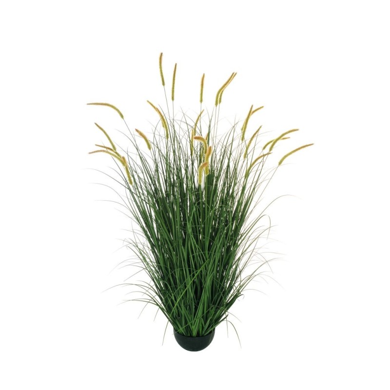 Lot de 4 - Plante artificielle de graminées avec setaria en pot, 150 cm - vert jaune marron 