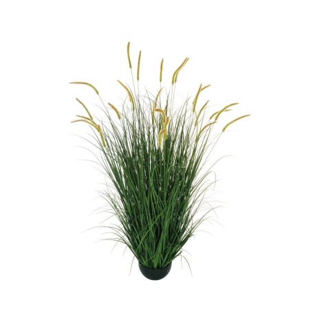 Lot de 4 - Plante artificielle de graminées avec setaria en pot, 150 cm - vert jaune marron 