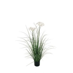 Lot de 6 - Plante artificielle de graminées avec pissenlits en pot, 90 cm - vert blanc 