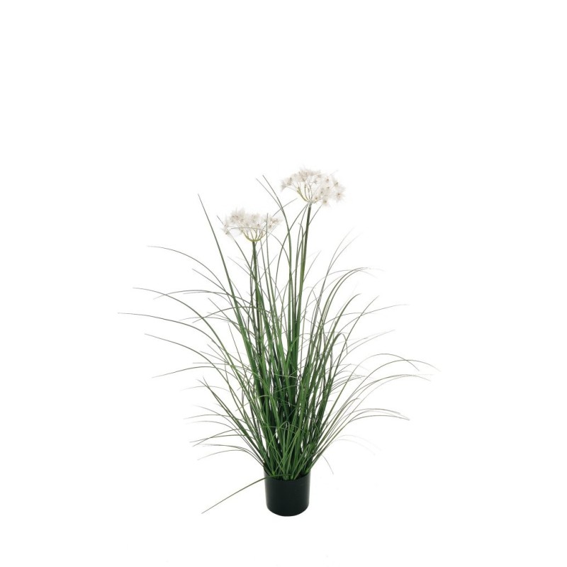 Lot de 6 - Plante artificielle de graminées avec pissenlits en pot, 90 cm - vert blanc 