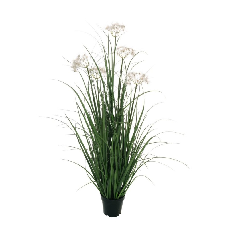 Lot de 6 - Plante artificielle de graminées avec pissenlits en pot, 128 cm - vert blanc 