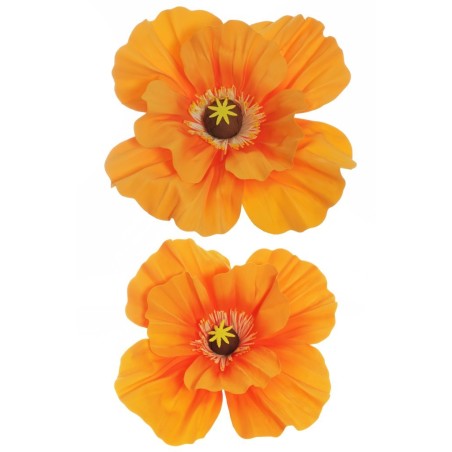 Lot de 6 - Coquelicot géant artificiel en mousse X2, 45-50 cm - orange 
