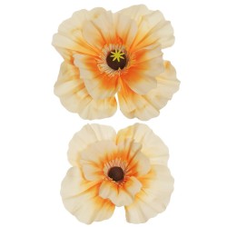 Lot de 6 - Coquelicot géant artificiel en mousse X2, 45-50 cm - saumon clair orange 