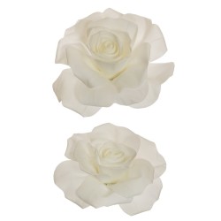 Lot de 6 - Rose géante artificielle en mousse X2, 47-50 cm - blanc 