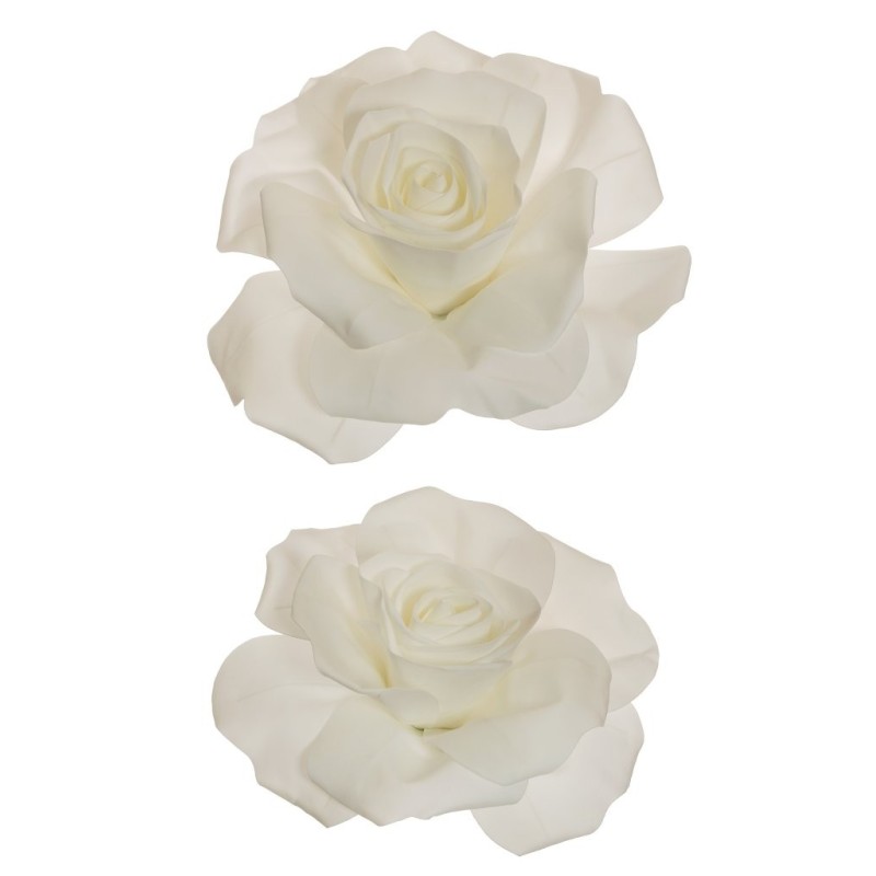 Lot de 6 - Rose géante artificielle en mousse X2, 47-50 cm - blanc 