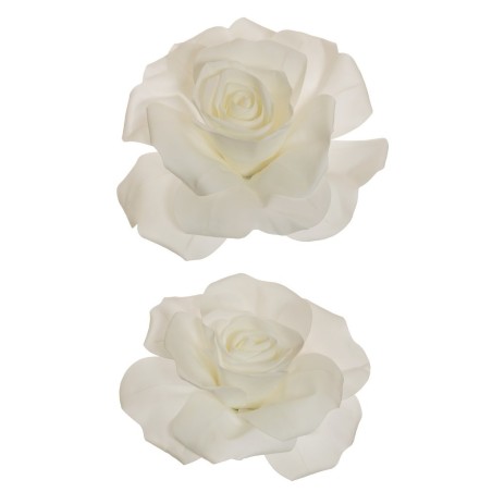 Lot de 6 - Rose géante artificielle en mousse X2, 47-50 cm - blanc 