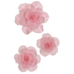 Lot de 6 - Camélia géant artificiel flottant en mousse X3, D. 40-50-60 cm - rose 