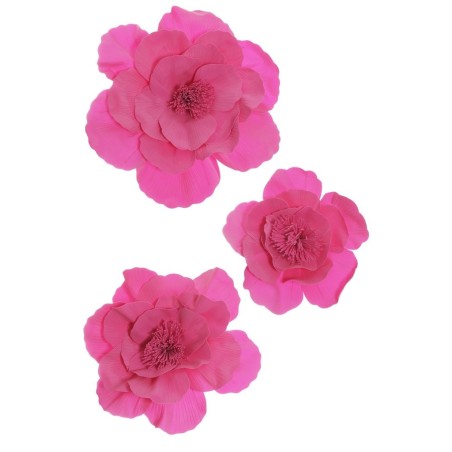 Lot de 6 - Camélia géant artificiel flottant en mousse X3, D. 40-50-60 cm - fuchsia 