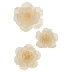 Lot de 6 - Camélia géant artificiel flottant en mousse X3, D. 40-50-60 cm - ivoire pêche 