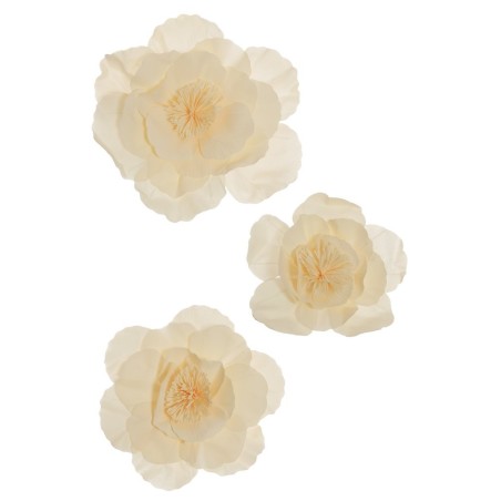 Lot de 6 - Camélia géant artificiel flottant en mousse X3, D. 40-50-60 cm - ivoire pêche 
