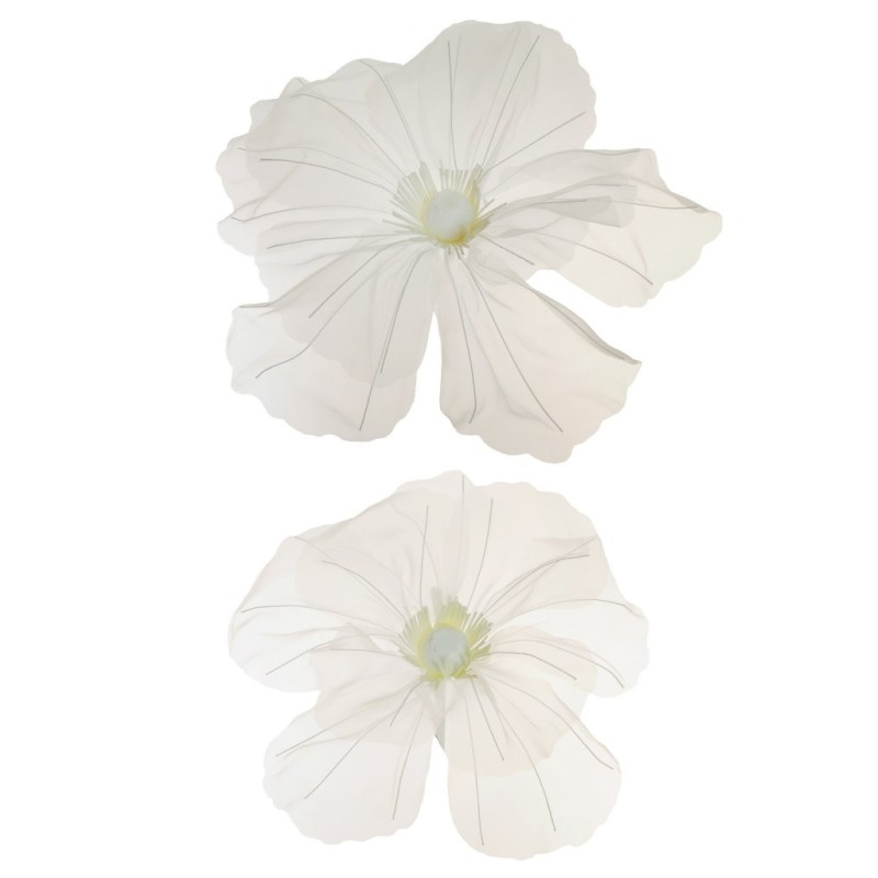 Lot de 10 - Coquelicot géant artificiel en organza X2, 52 cm - blanc 