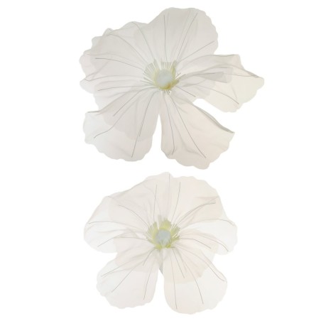 Lot de 10 - Coquelicot géant artificiel en organza X2, 52 cm - blanc 