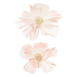 Lot de 10 - Coquelicot géant artificiel en organza X2, 52 cm - rose blanc 