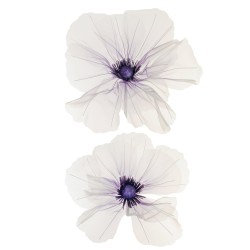 Lot de 10 - Coquelicot géant artificiel en organza X2, 52 cm - violet crème 