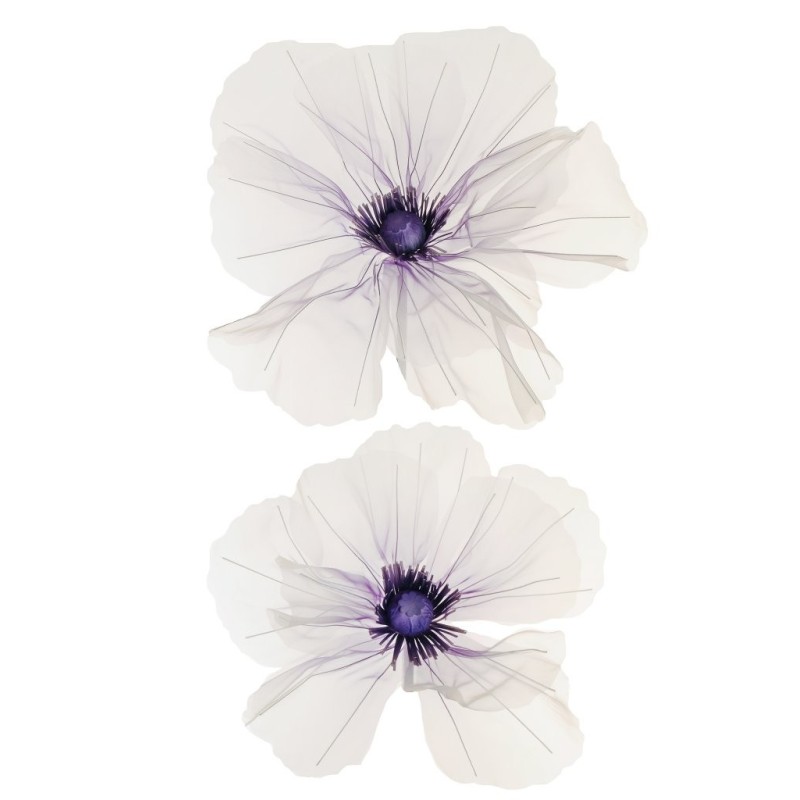 Lot de 10 - Coquelicot géant artificiel en organza X2, 52 cm - violet crème 