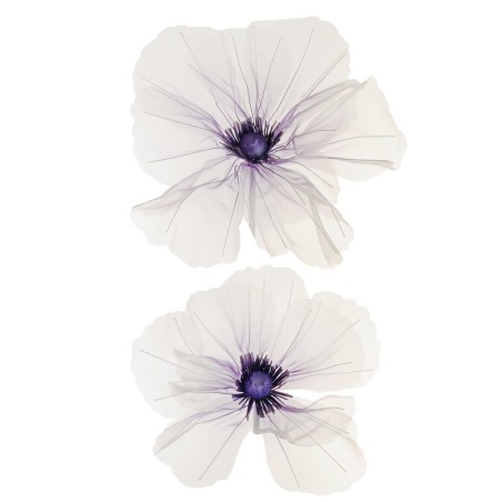 Lot de 10 - Coquelicot géant artificiel en organza X2, 52 cm - violet crème 